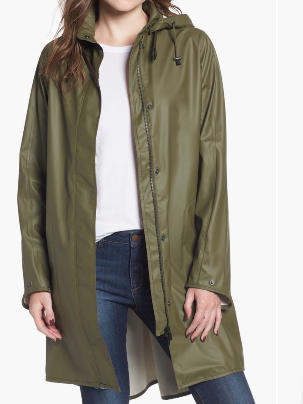 Ilse Jacobsen Hornbæk Raincoat Green Hooded Waterproof Jacket Size 40 (US 10)